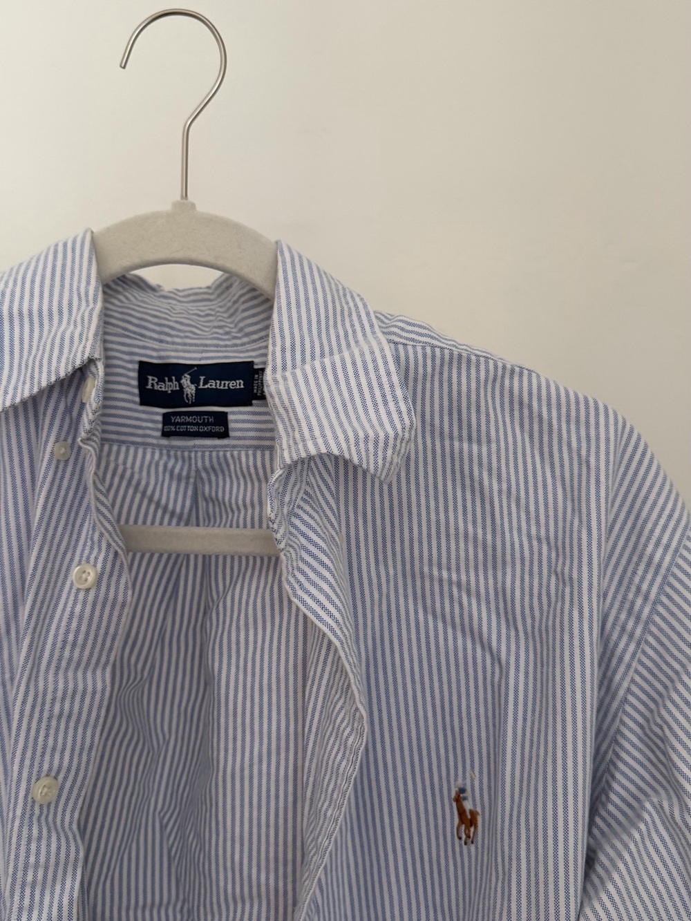 Ralph Lauren Light Blue and White Striped Button-Down Shirt